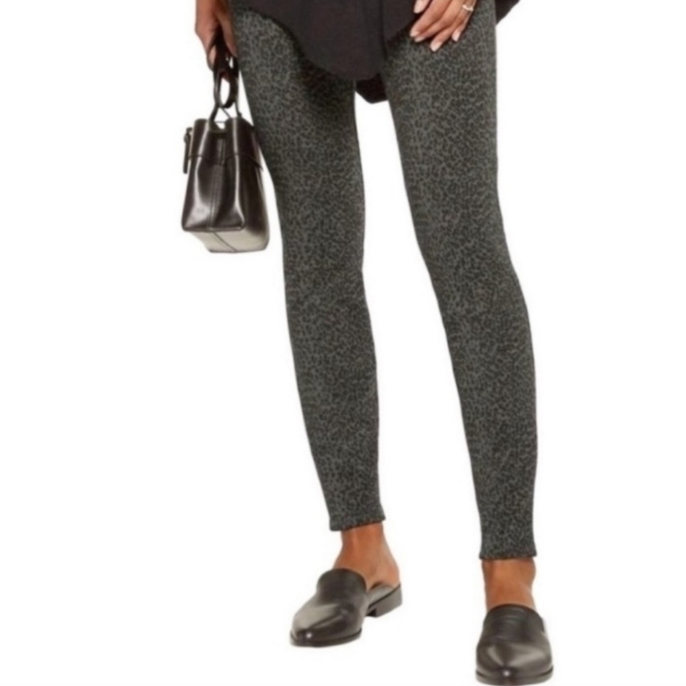 Joie Heather Charcoal Gray Leopard Animal Print Keena Pull On Leggings Sz XS